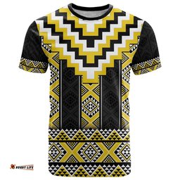 Yellow Taniko Aotearoa T Shirt Niho Taniwha Mix Poutama LT14