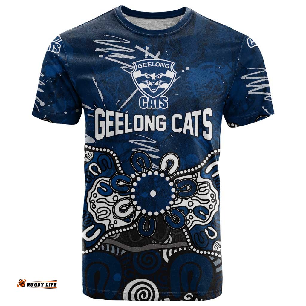 Personalized Geelong Cats T Shirt Aboriginal Dot Painting Graffiti Style TS04