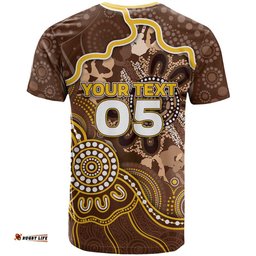 Custom Hawks Football T Shirt Aboriginal Dot Art Pattern DT05