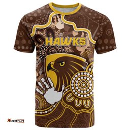 Custom Hawks Football T Shirt Aboriginal Dot Art Pattern DT05