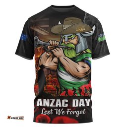 Canberra Raiders T-Shirt Anzac Day Rising Dawn Ceremony Lest We Forget Courage