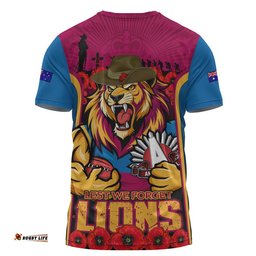 Brisbane Lions T-Shirt Lest We Forget In Eternal Honor And Duty