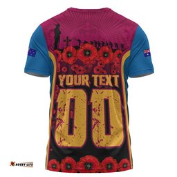 Brisbane Lions T-Shirt Lest We Forget In Eternal Honor And Duty