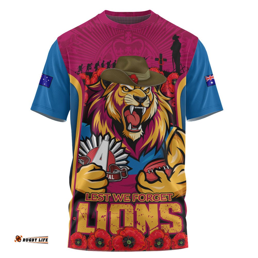 Brisbane Lions T-Shirt Lest We Forget In Eternal Honor And Duty