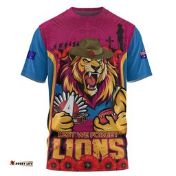 Brisbane Lions T-Shirt Lest We Forget In Eternal Honor And Duty