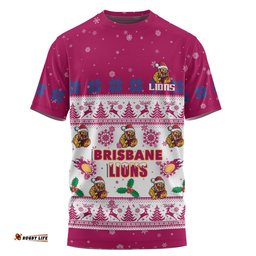 Brisbane Lions T-Shirt Special Ugly Christmas Holiday Footy Fans