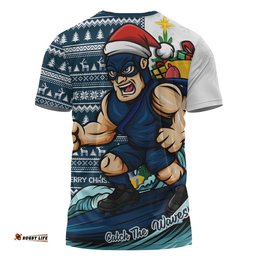 Carlton T-Shirt Christmas Holiday Santa Rides The Waves