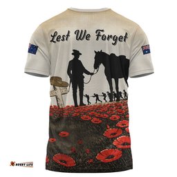 Australia T-Shirt Lest We Forget Light Horse Dawn Field