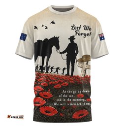 Australia T-Shirt Lest We Forget Light Horse Dawn Field