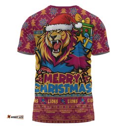 Brisbane Lions T-Shirt Festive Holiday Merry Christmas Vibe