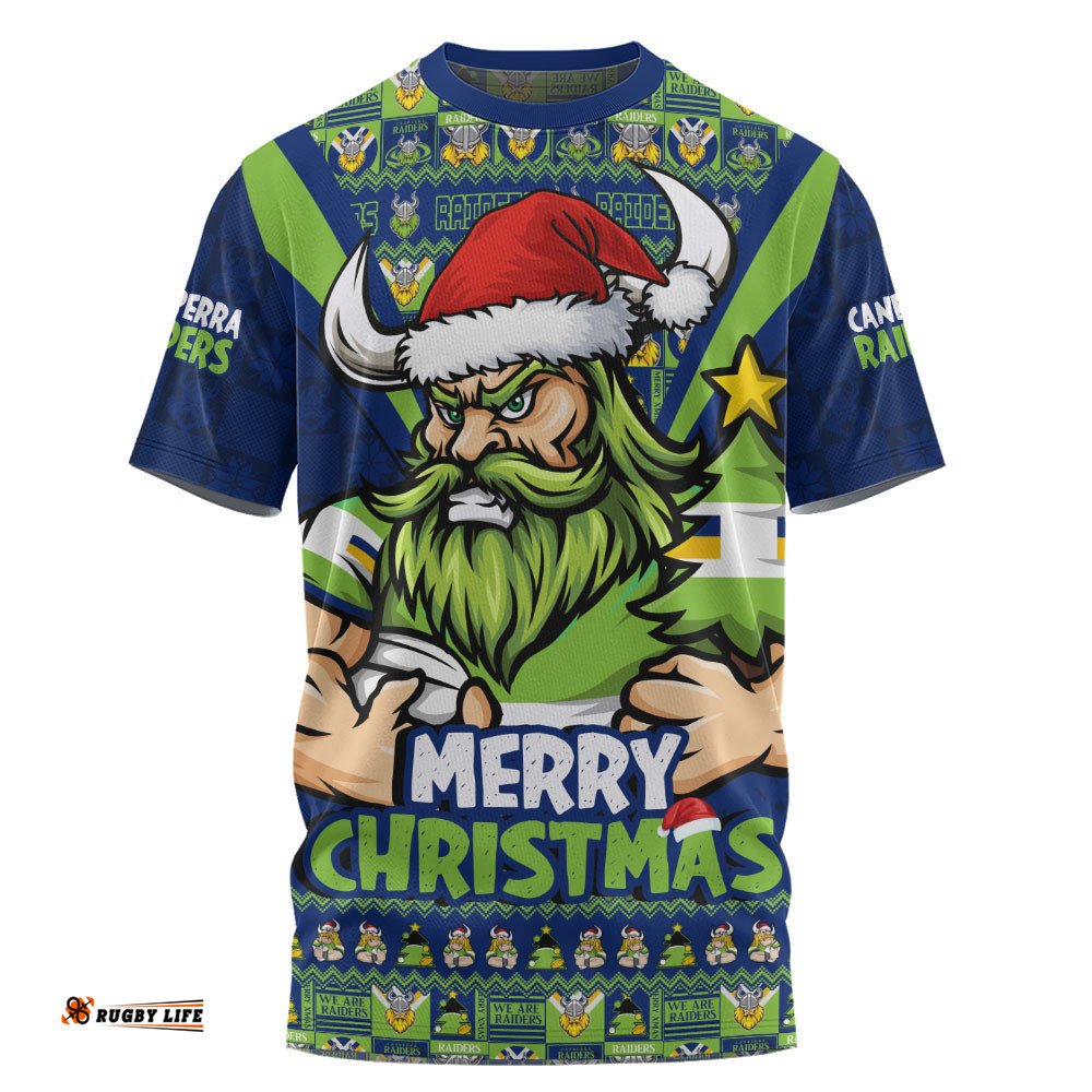 Canberra Raiders T-Shirt Merry Christmas Festive Spirit Edition