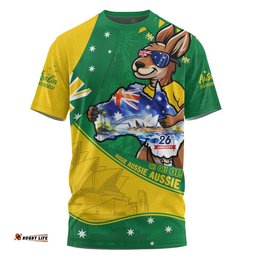 Australia T-Shirt Australia Day Kangaroo Green Gold Spirit 26 January Holiday