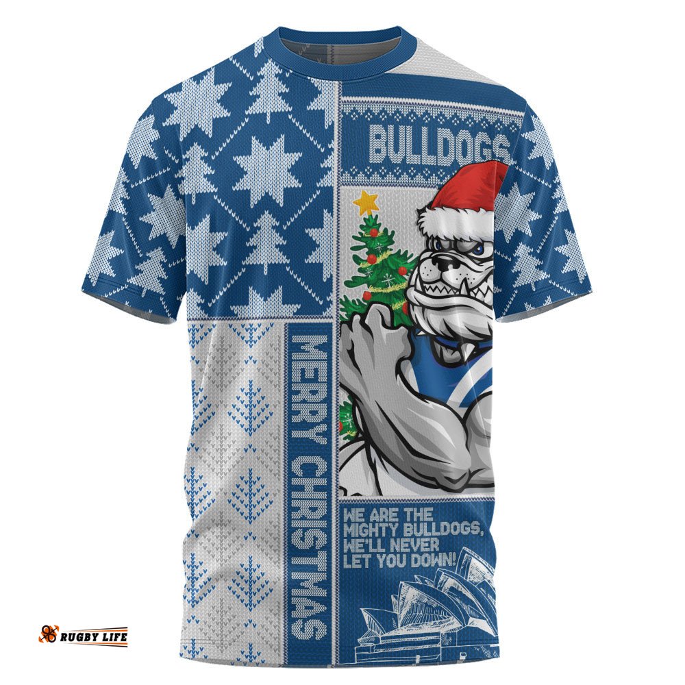Canterbury-Bankstown Bulldogs T-Shirt Christmas Magic Knit Style Winter Glow