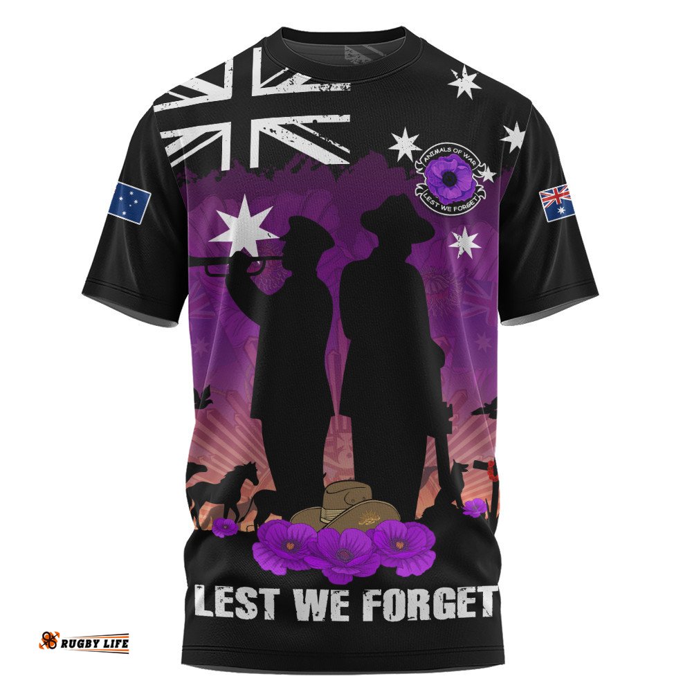 Australia T-Shirt Anzac Day Remembering Service Animals Sacrifice
