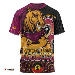 Brisbane Broncos T-Shirt NAIDOC Week 50 Years Of Deadly Indigenous Pattern