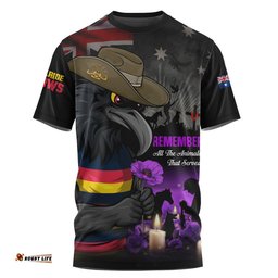 Adelaide Crows T-Shirt Anzac Day In Memory Of Animals That Served
