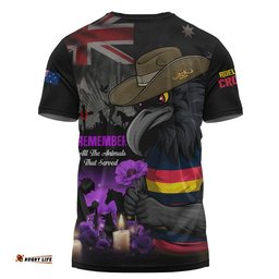 Adelaide Crows T-Shirt Anzac Day In Memory Of Animals That Served