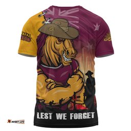 Brisbane Broncos T-Shirt Anzac Day Lest We Forget Silent Dawn