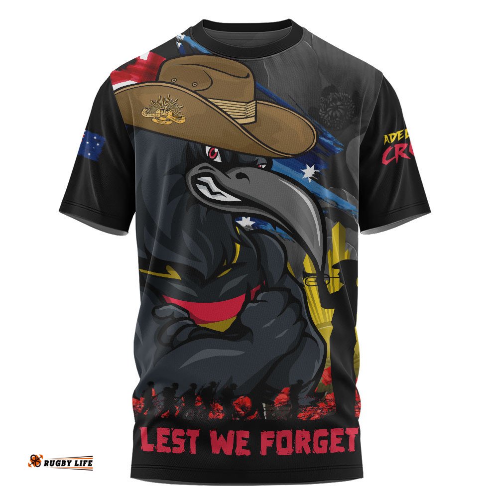 Adelaide Crows T-Shirt ANZAC Inspired Football Fan Memorial Design