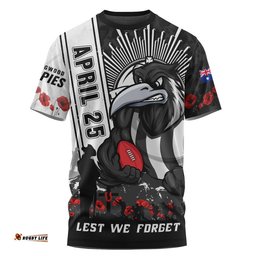 Collingwood T-Shirt Anzac Day Lest We Forget Memorial