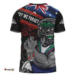 New Zealand Warriors T-Shirt Anzac Remembrance Of The Fallen