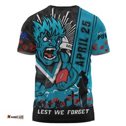 Port Adelaide T-Shirt Anzac Day Lest We Forget Memorial