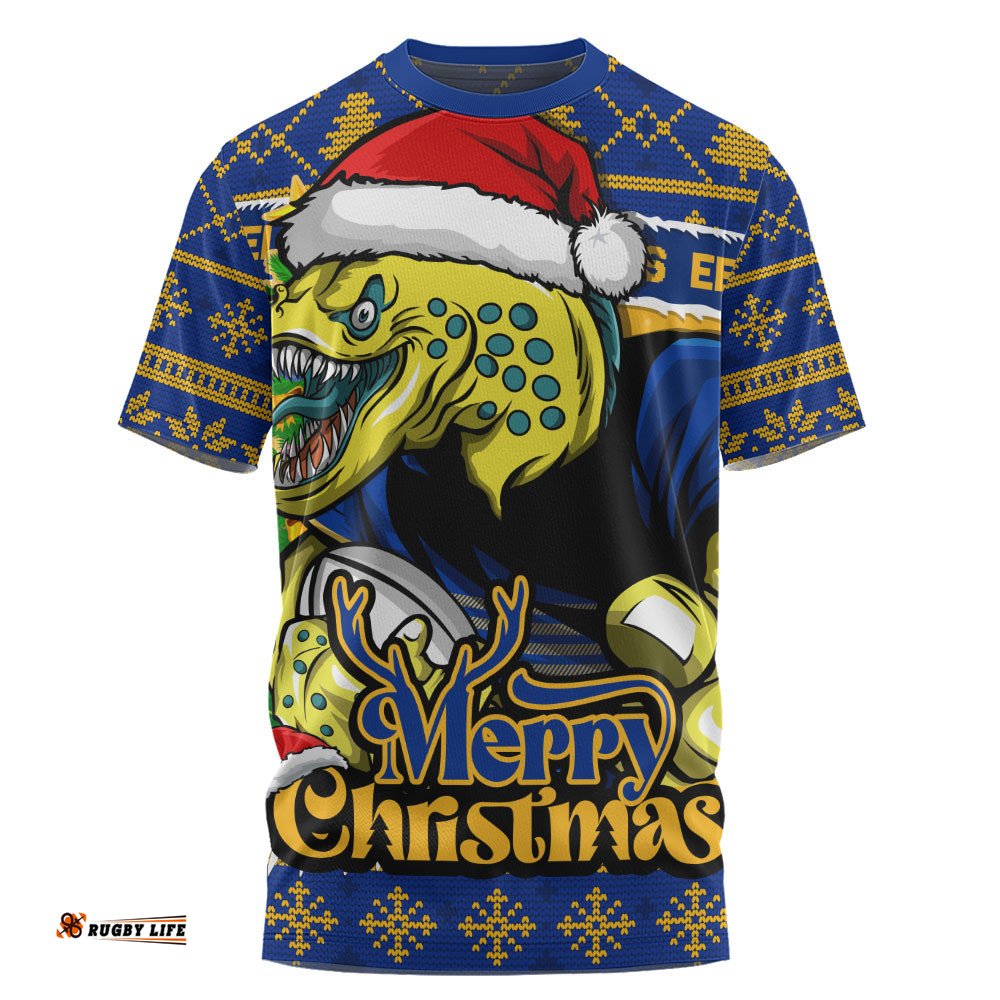 Parramatta Eels T-Shirt Merry Christmas Game Day Knit Style Team Edition