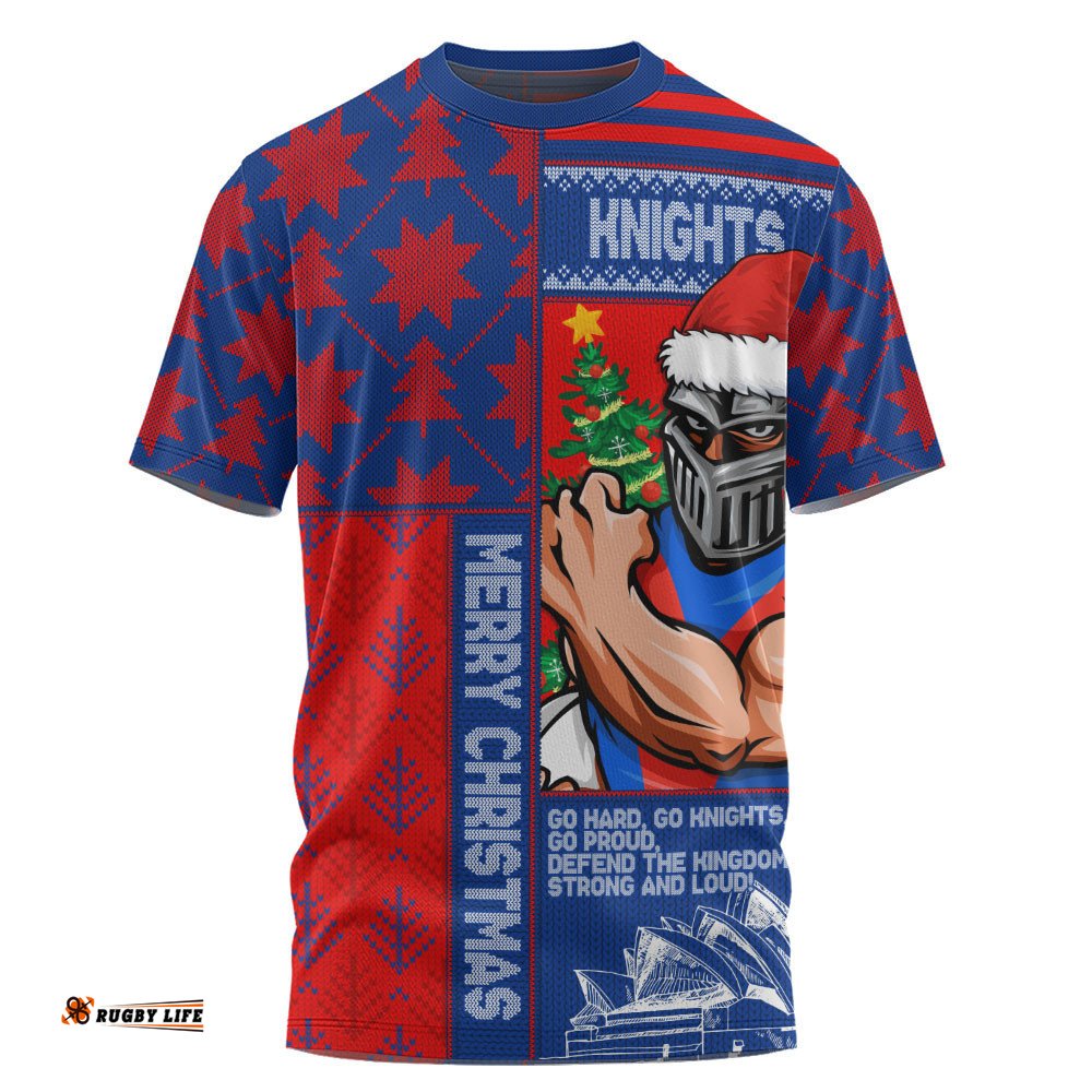 Newcastle Knights T-Shirt Christmas Magic Knit Style Winter Glow