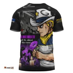 North Queensland Cowboys T-Shirt Anzac Day Purple Poppy And Animals That Served
