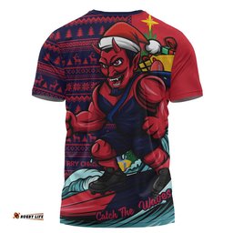 Melbourne T-Shirt Christmas Holiday Santa Rides The Waves