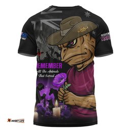 Queensland Maroons T-Shirt Anzac Day Purple Poppy And Animals That Served