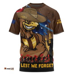 Hawthorn T-Shirt ANZAC Inspired Football Fan Memorial Design