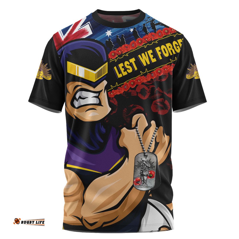 Melbourne Storm T-Shirt Anzac Remembrance Of The Fallen