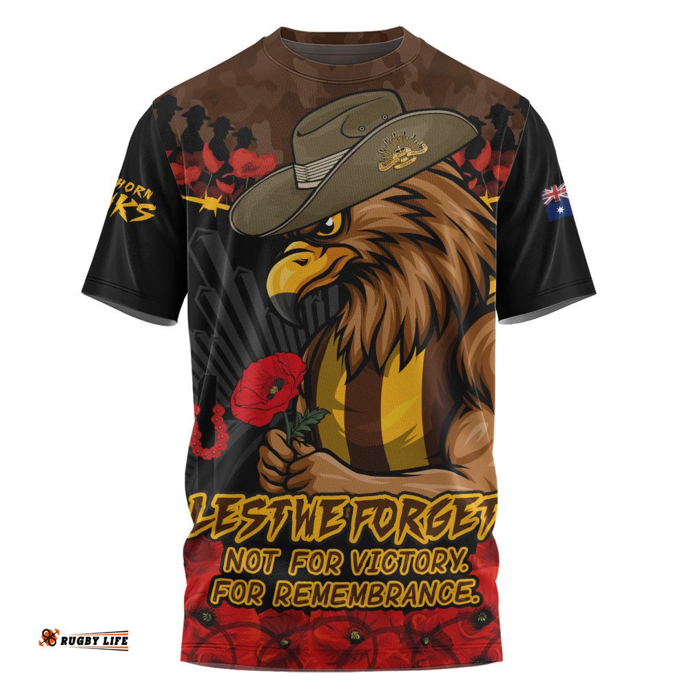 Hawthorn T-Shirt ANZAC Day Not For Victory For Remembrance