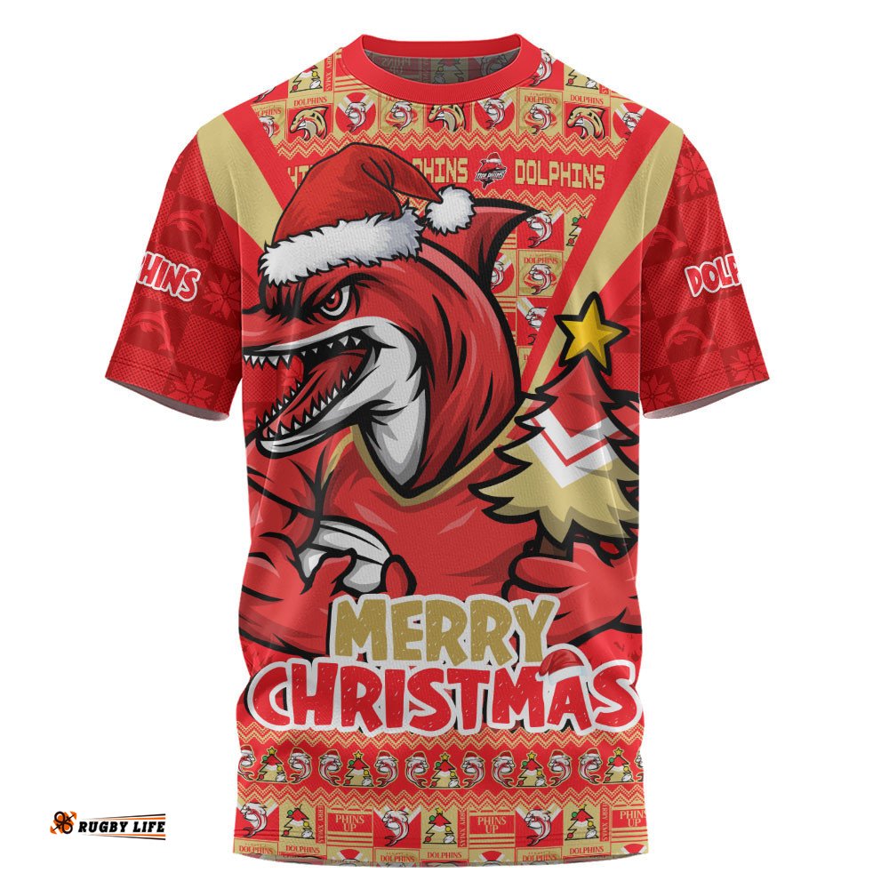 Redcliffe Dolphins T-Shirt Merry Christmas Festive Spirit Edition