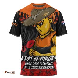 GWS GIANTS T-Shirt ANZAC Day Not For Victory For Remembrance