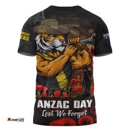 Richmond T-Shirt ANZAC Day Lest We Forget Red Poppy And Honor The Brave Tribute