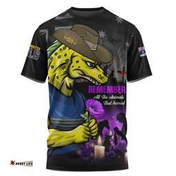 Parramatta Eels T-Shirt Anzac Day Purple Poppy And Animals That Served