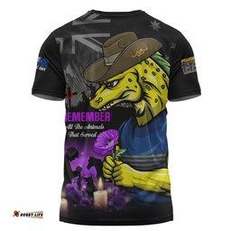 Parramatta Eels T-Shirt Anzac Day Purple Poppy And Animals That Served