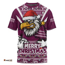 Manly Warringah Sea Eagles T-Shirt Merry Christmas Festive Spirit Edition