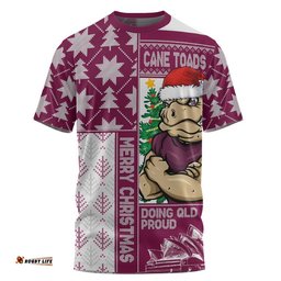 Queensland Maroons T-Shirt Winter Knit Magic Holiday Spirit