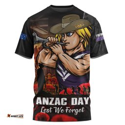 Fremantle T-Shirt ANZAC Day Lest We Forget Red Poppy And Honor The Brave Tribute