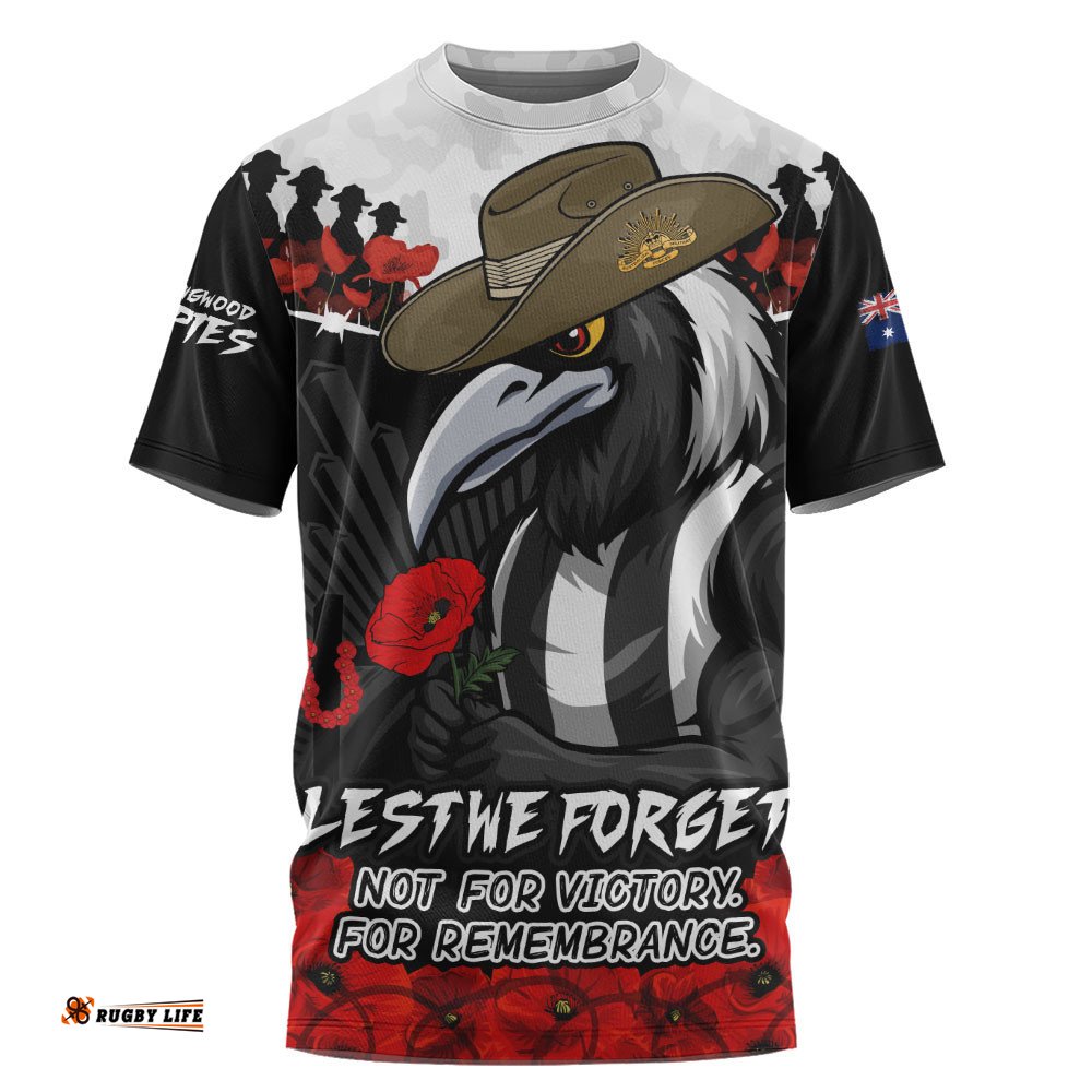 Collingwood T-Shirt ANZAC Day Not For Victory For Remembrance