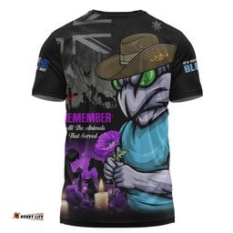New South Wales Blues T-Shirt Anzac Day Purple Poppy And Animals That Served