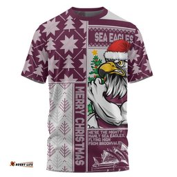 Manly Warringah Sea Eagles T-Shirt Christmas Magic Knit Style Winter Glow