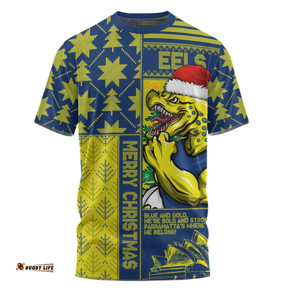 Parramatta Eels T-Shirt Christmas Magic Knit Style Winter Glow