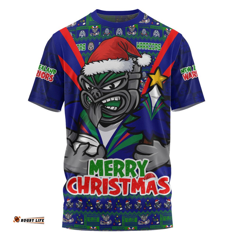 New Zealand Warriors T-Shirt Merry Christmas Festive Spirit Edition