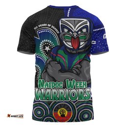 New Zealand Warriors T-Shirt NAIDOC Week 50 Years Of Deadly Indigenous Pattern