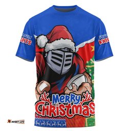 Newcastle Knights T-Shirt Santa Scoring Touchdown On Christmas Game Day
