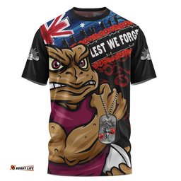 Queensland Maroons T-Shirt Anzac Remembrance Of The Fallen